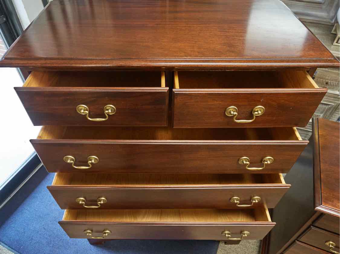 Solid Wood Seven Drawer Chest on Chest in Mahogany Stain