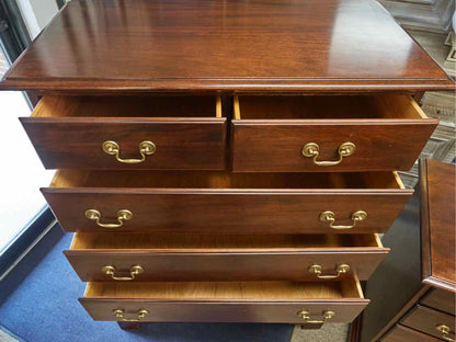 Solid Wood Seven Drawer Chest on Chest in Mahogany Stain