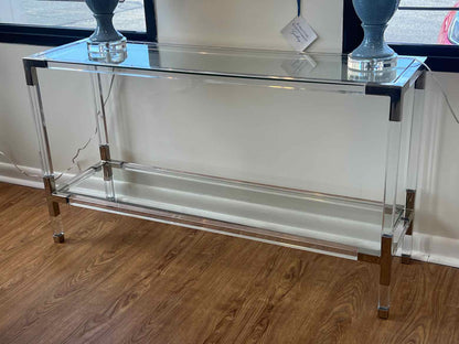 Glass, Acrylic, and Chrome Contemporary Console