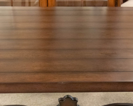 Oval Plank Top Dining Table in Chestnut Finish
