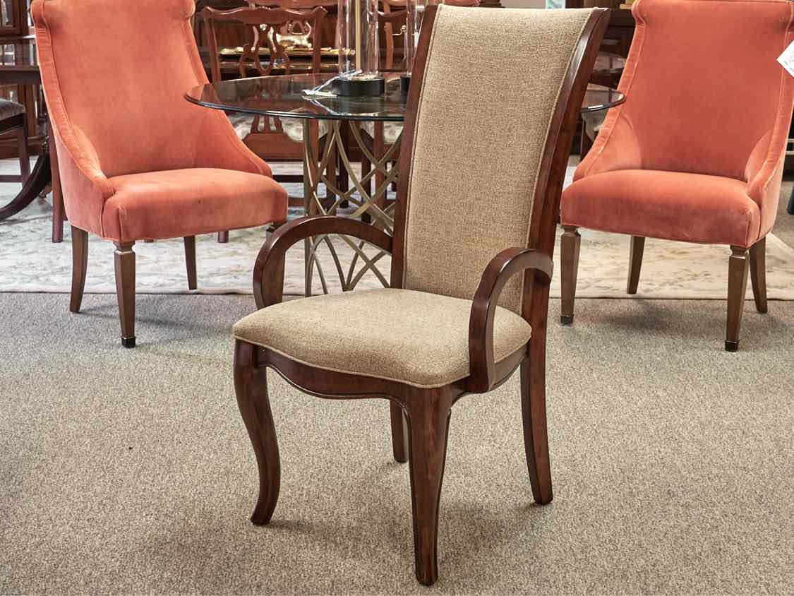 Dining Table in Inlaid Cherry Stain & Set of Eight Dining Chairs