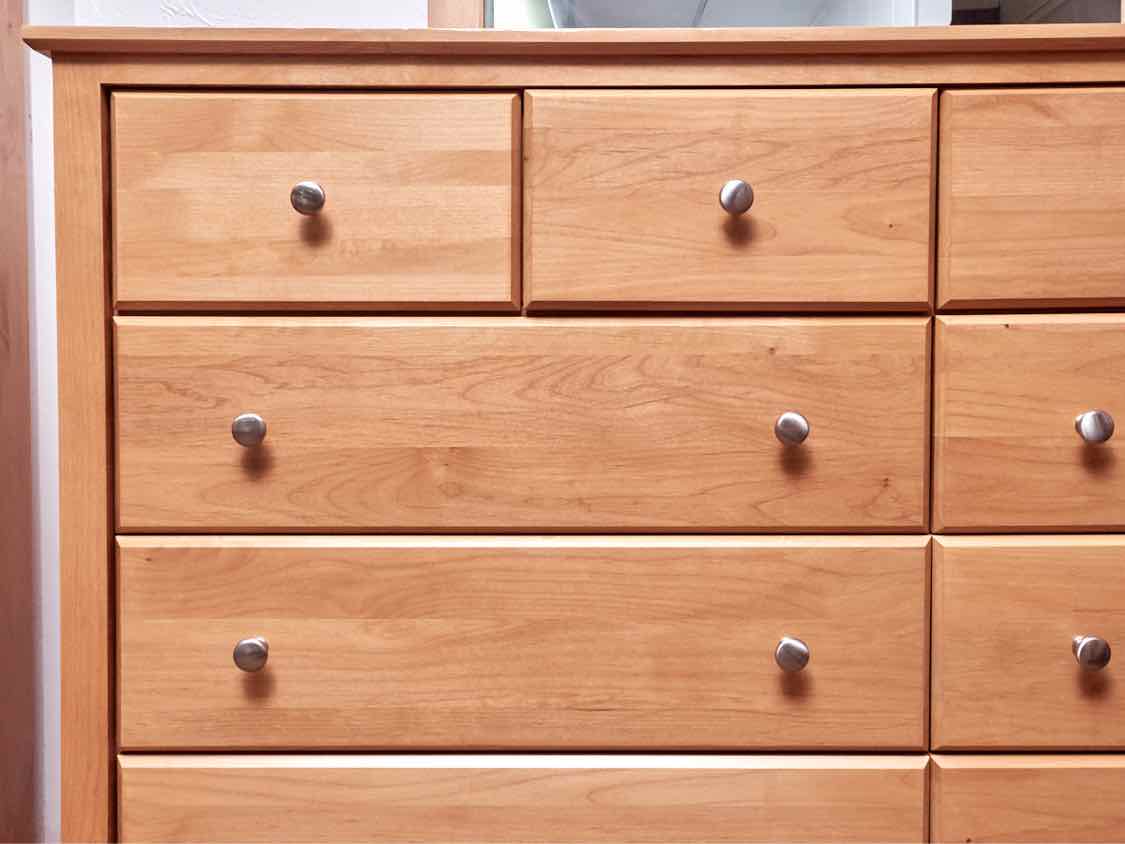 Solid Cherry (10) Safety Lock Drawers Includes Attached Mirror Dresser