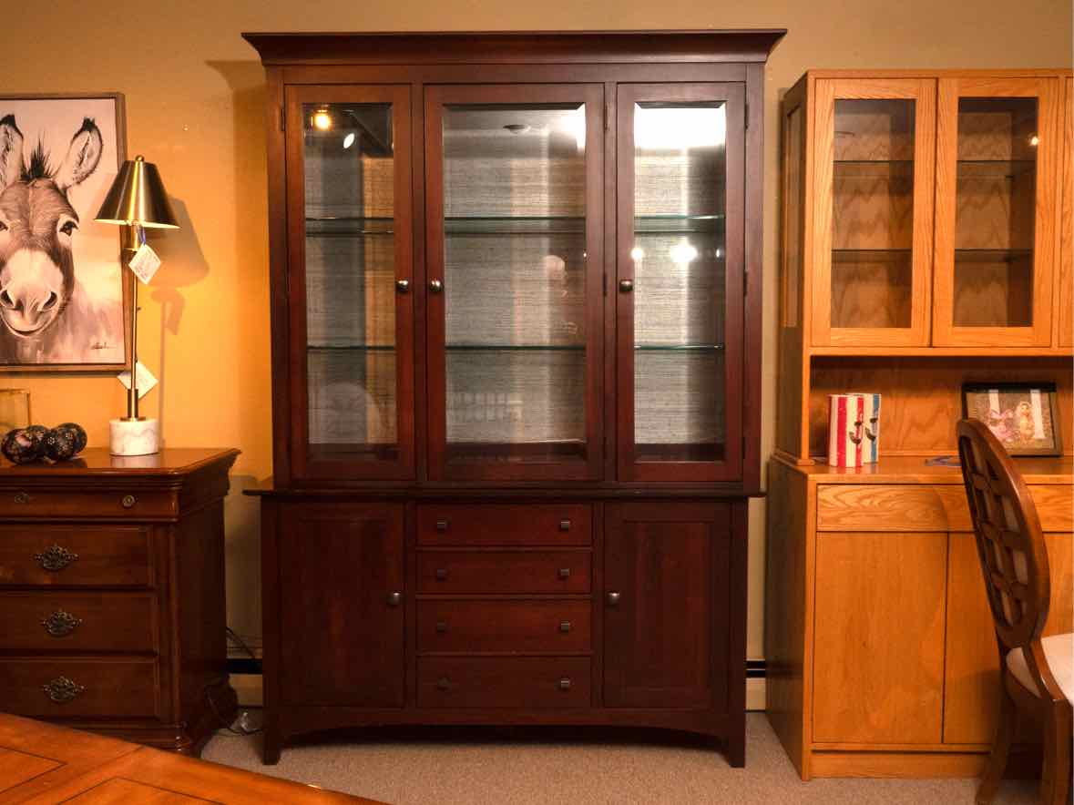 Kincaid  2-Piece Solid Cherry China Hutch with 3 Glass Doors & 4 Drawers