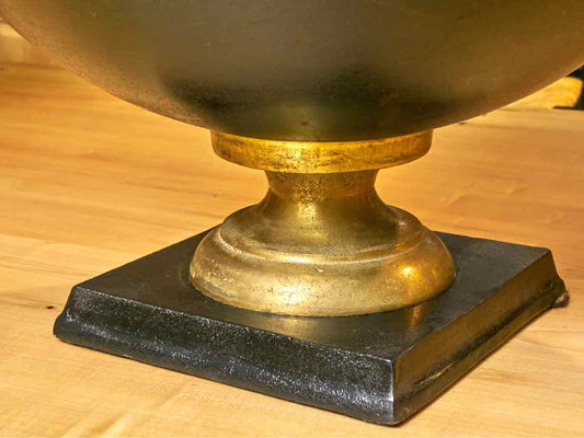 Iron Metal Garden Urn with Gold Accent