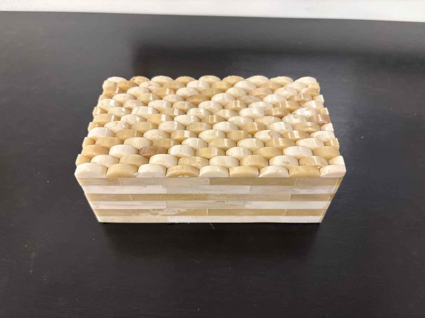 Small Decorative Box with Bone Inlay and Raised Top