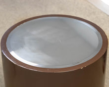 Sleek Cocoa-Finished Round Drum Base Side Table