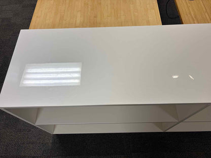 West Elm White Lacquer Storage Bookcase