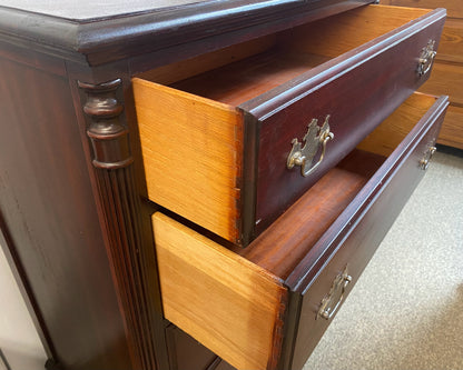 Mahogany 4-Drawer Chest with Reeded Columns