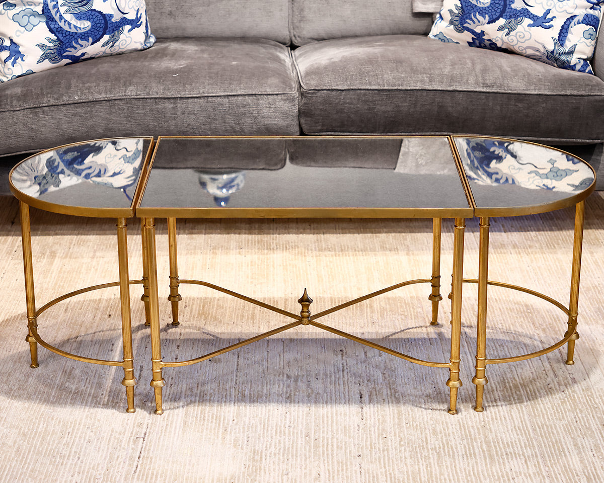 Set of Three Rectangular and Demi Lune Tables