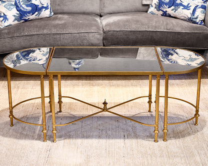 Set of Three Rectangular and Demi Lune Tables