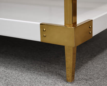 Serena & Lily White Lacquer and Brass Cocktail Table
