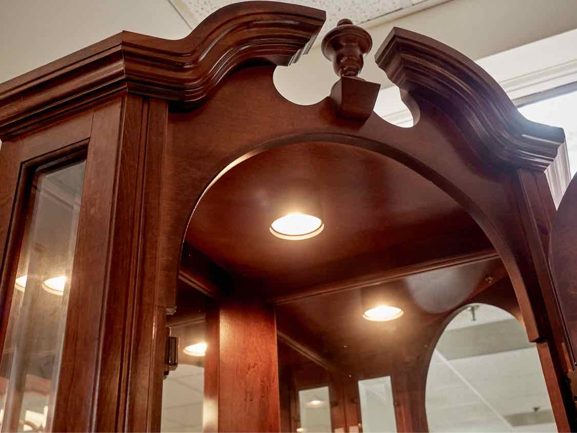 Lighted Cherry Corner Cabinet W/ Two Doors