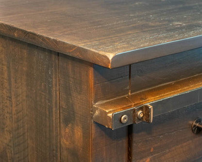 Rustic Solid Pine Chifferobe in Walnut Finish & 7 Drawers