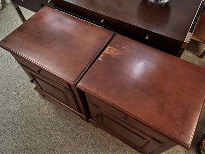 Pair of Nichols & Stone Cherry Single Drawer Cabinet Nightstands