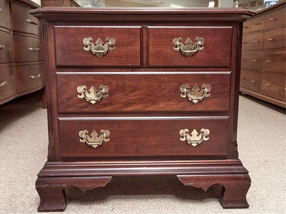 Kincaid Mahogany 2 Drawer Nightstand with Brass Chippendale Handles