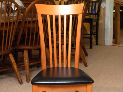 Set Of 7 A.Sibau Italy Cherry Dining Chairs With Bonded LeatherSeat Cushions
