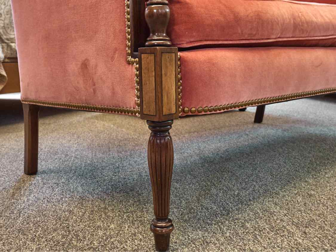 Hickory Chair Mahogany Frame Settee in Rose