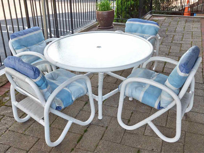 White Vinyl Tube Outdoor Dining  Set