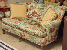 Toile Fabric Tight Back Sofa Includes 3 Toss Pillows