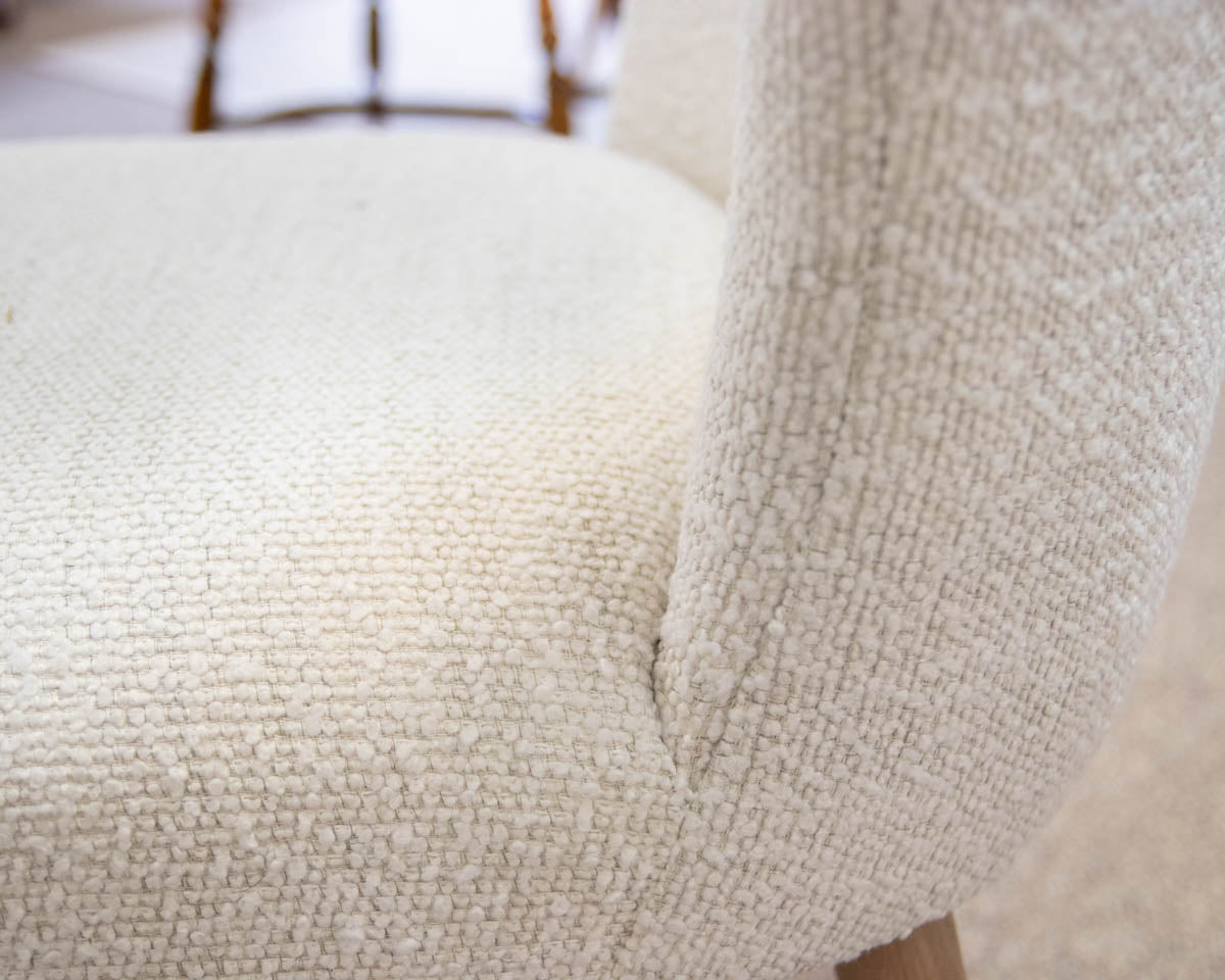 Set of 6 Bernhardt Dining Side Chairs in Boucle with Natural Finish Legs
