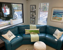 American Leather' Lisben' Wedge 2 Piece Teal Leather Sectional