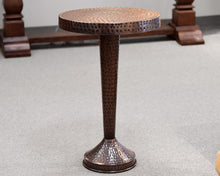 Round Top Hammered Copper Accent Table