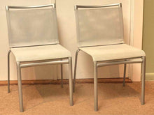 Pair of Grey Coated Finish Dining Chairs with Mesh Fabric