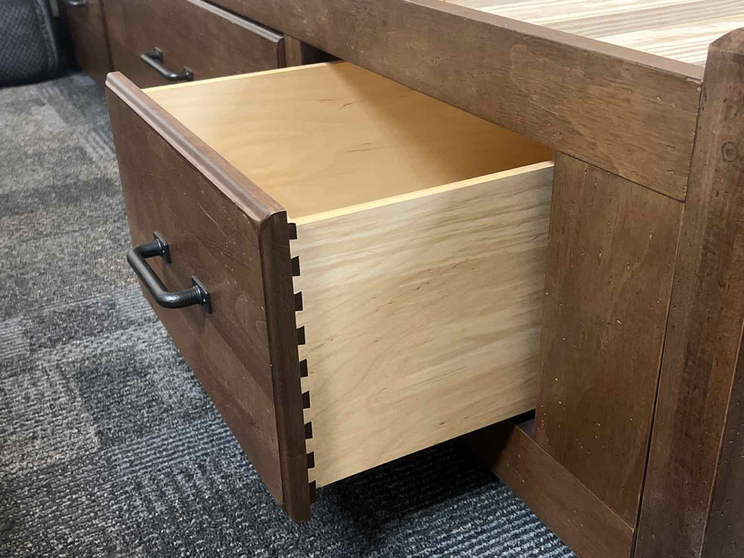 Vaughan Bassett Leather Panel Queen Storage Bed
