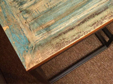 Pair Of Rustic Square Side Table On Metal Legs
