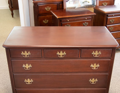 Drexel Solid Mahogany 6 Drawer  Dresser with Brass Chippendale Handles