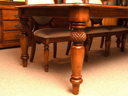 Tommy Bahama Style Dining Table & 8 Chair Set with Palm Tree Linen Upholstery