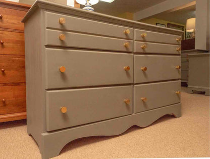 Carolina Furniture 6 Drawer  Dresser in Eucalyptus Green Finish with Brass Knobs