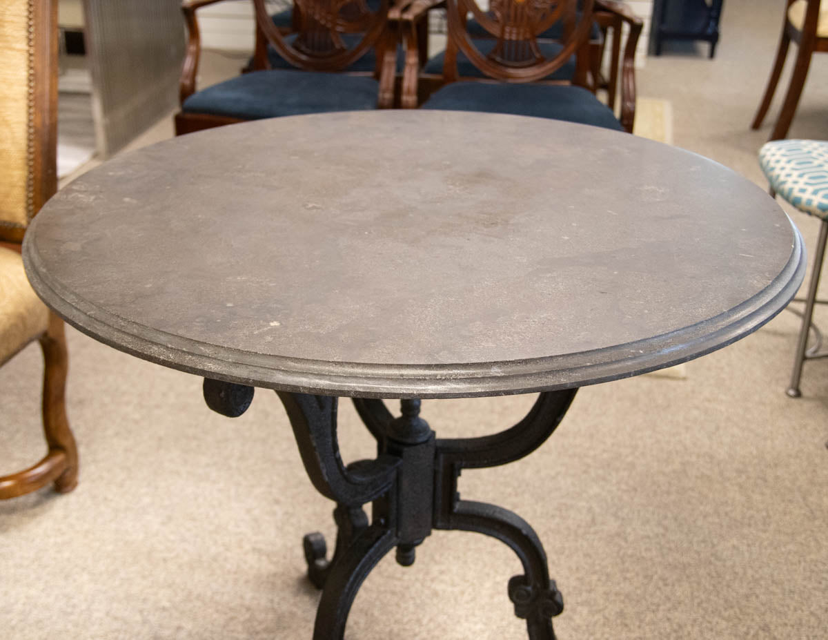 Four Hands Hughes Iron Bistro Table with Bluestone Top