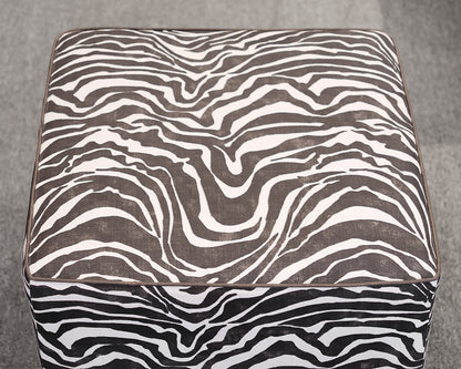 Custom Kravet Square Zebra Ottoman