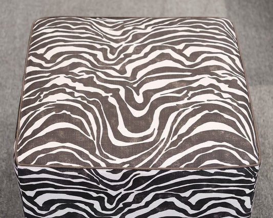 Custom Kravet Square Zebra Ottoman