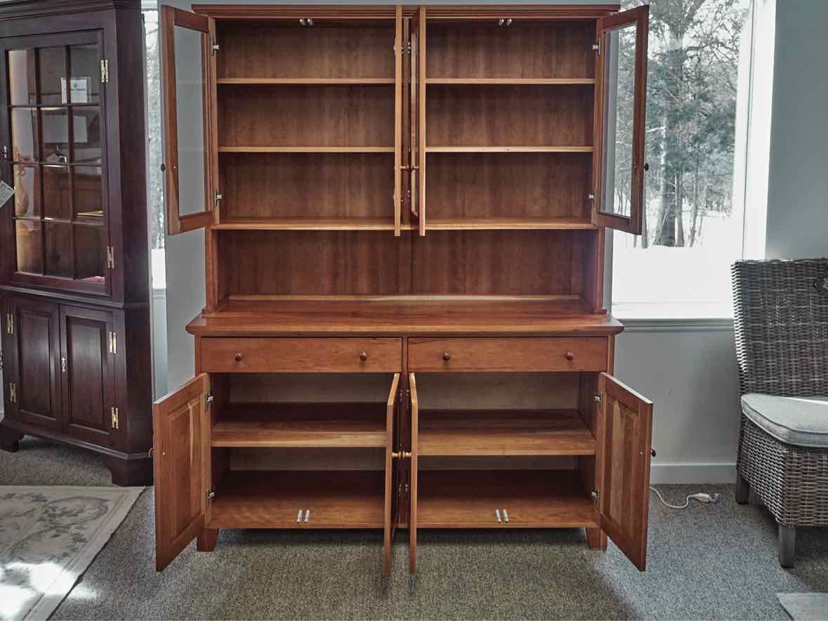 Lyndon Furniture Classic Country Buffet with Glass Door Hutch in Solid Cherry