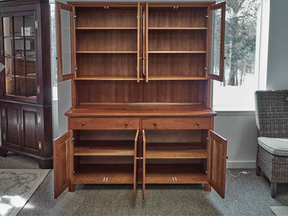 Lyndon Furniture Classic Country Buffet with Glass Door Hutch in Solid Cherry