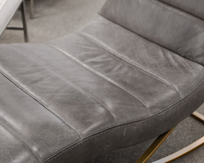 RH "Rene" Gray Leather Chaise