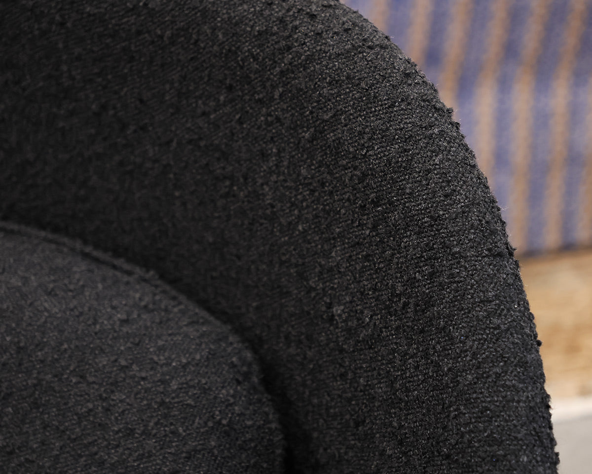 Rove Concepts "Womb Chair"/Ottoman in Black Terry Cloth Fabric. Chrome Hardware