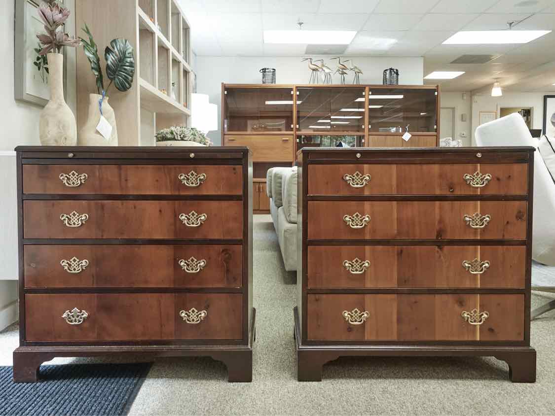Pair of Two Tone Mahogany Four Draw Chippendale Chests