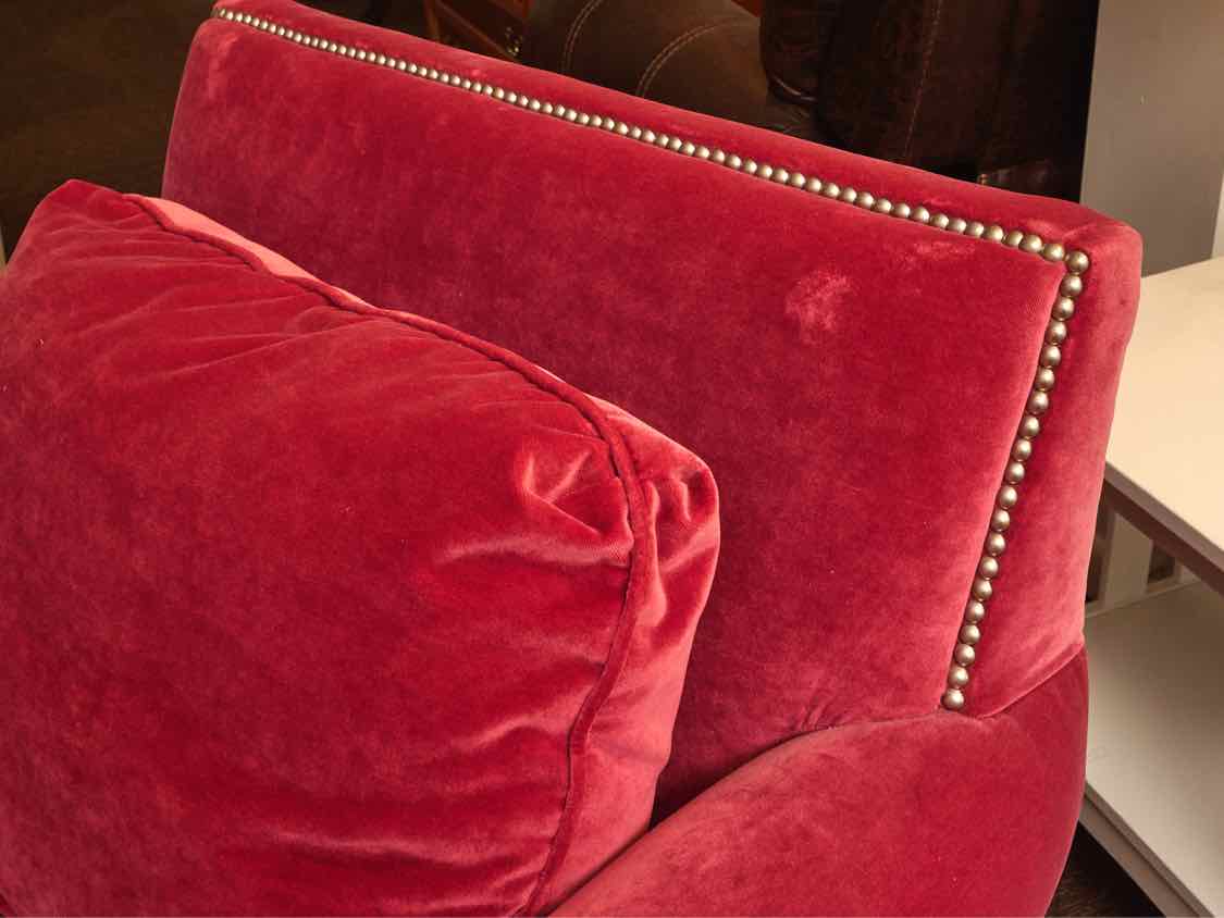 Pair Of Jordan's   Performance Velvet 'Raspberry' Nail Head Chairs