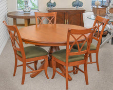 Saloom Pedestal Dining Table and (4) Chair Set in Solid Wood Cherry