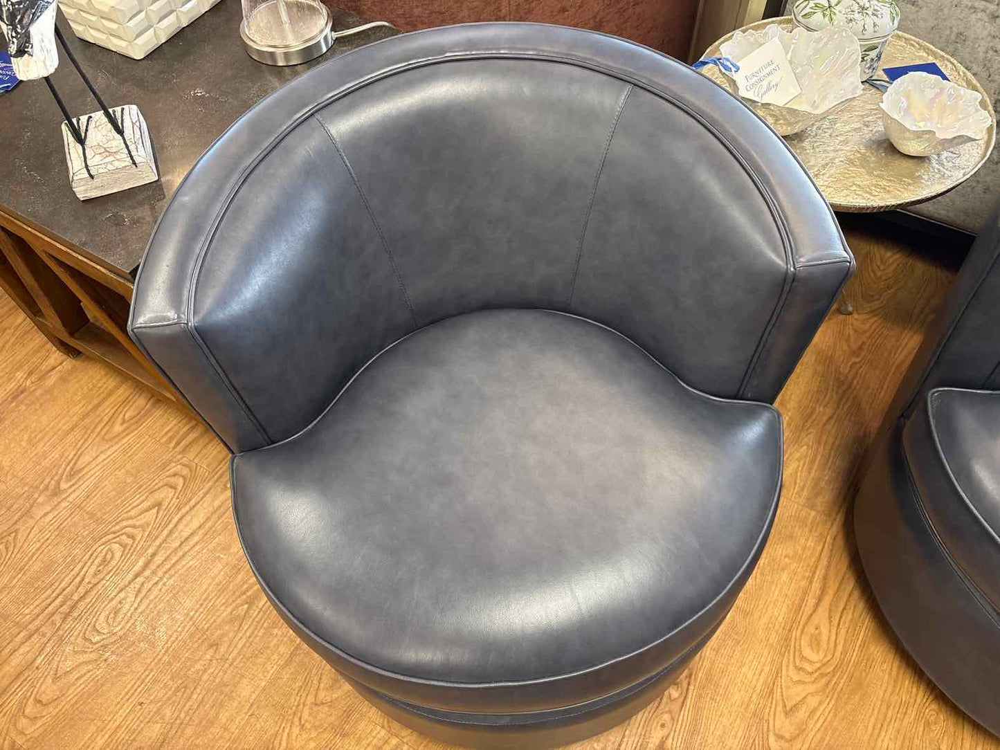 Room & Board Pair of 'Otis' Leather Swivel Chairs