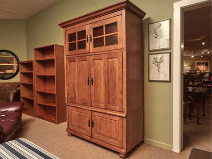 Mission Style Stained Oak 2 Glass Door 4 Panel Door Media Furniture