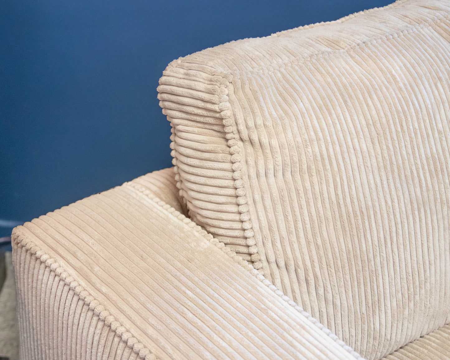 Circle Furniture Three Piece Sectional in Camel Corduroy W/ Ottoman