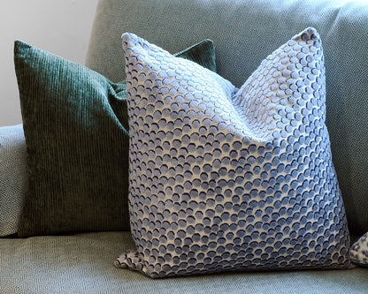 Wellesley Hall Geometric Blue Upholstered Sofa