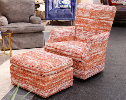 Custom Arhaus Swivel Chair and Ottoman