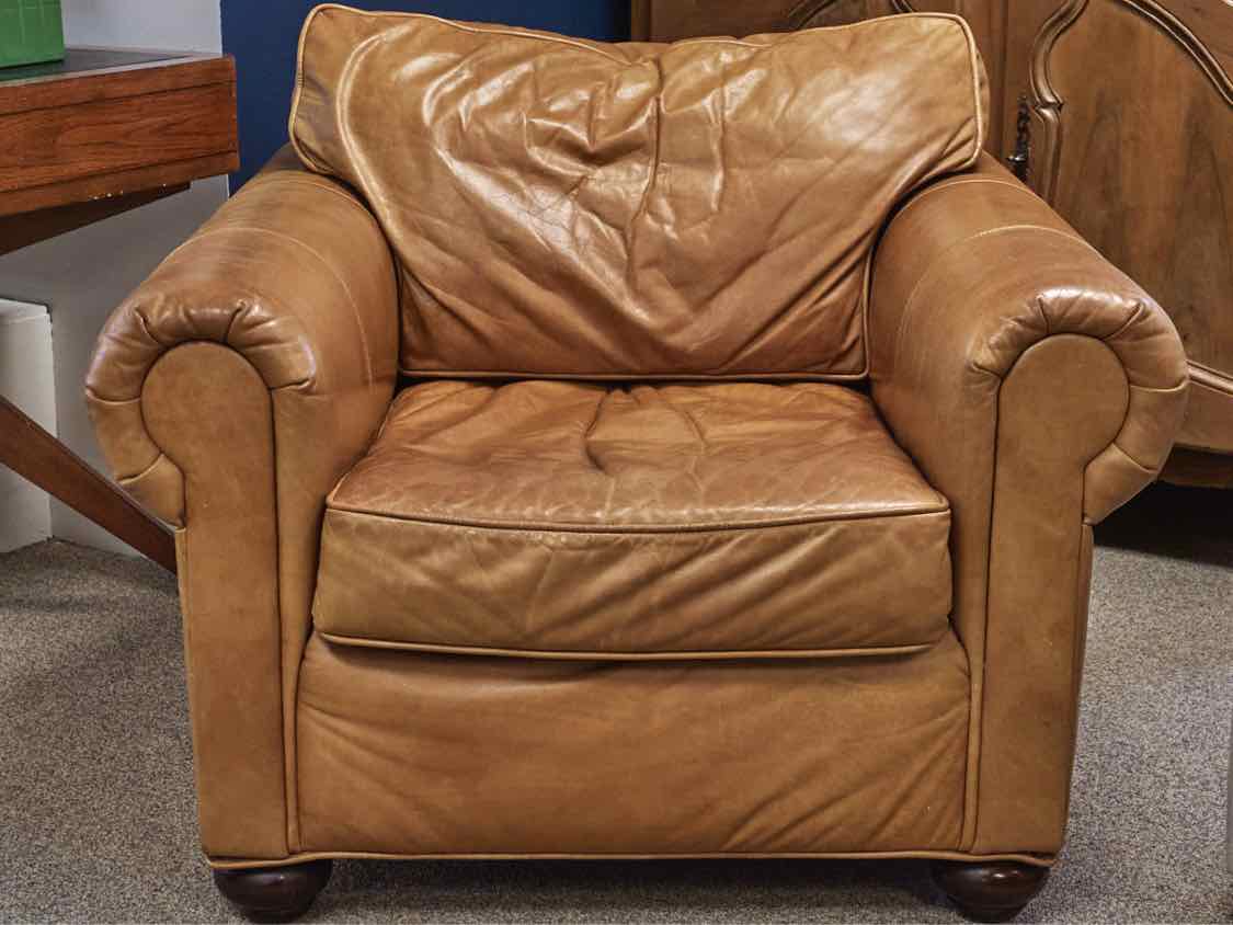 RH Saddle Brown Leather Chair
