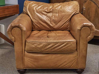 RH Saddle Brown Leather Chair