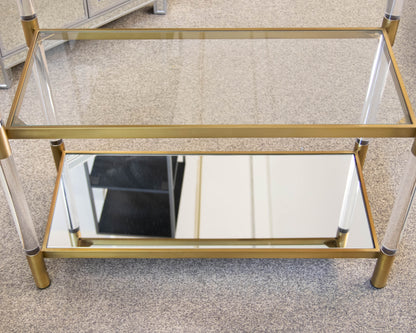 Anthropologie 'Oscarine' Lucite & Brass Finish  Bookcase with 4 Glass Shelves